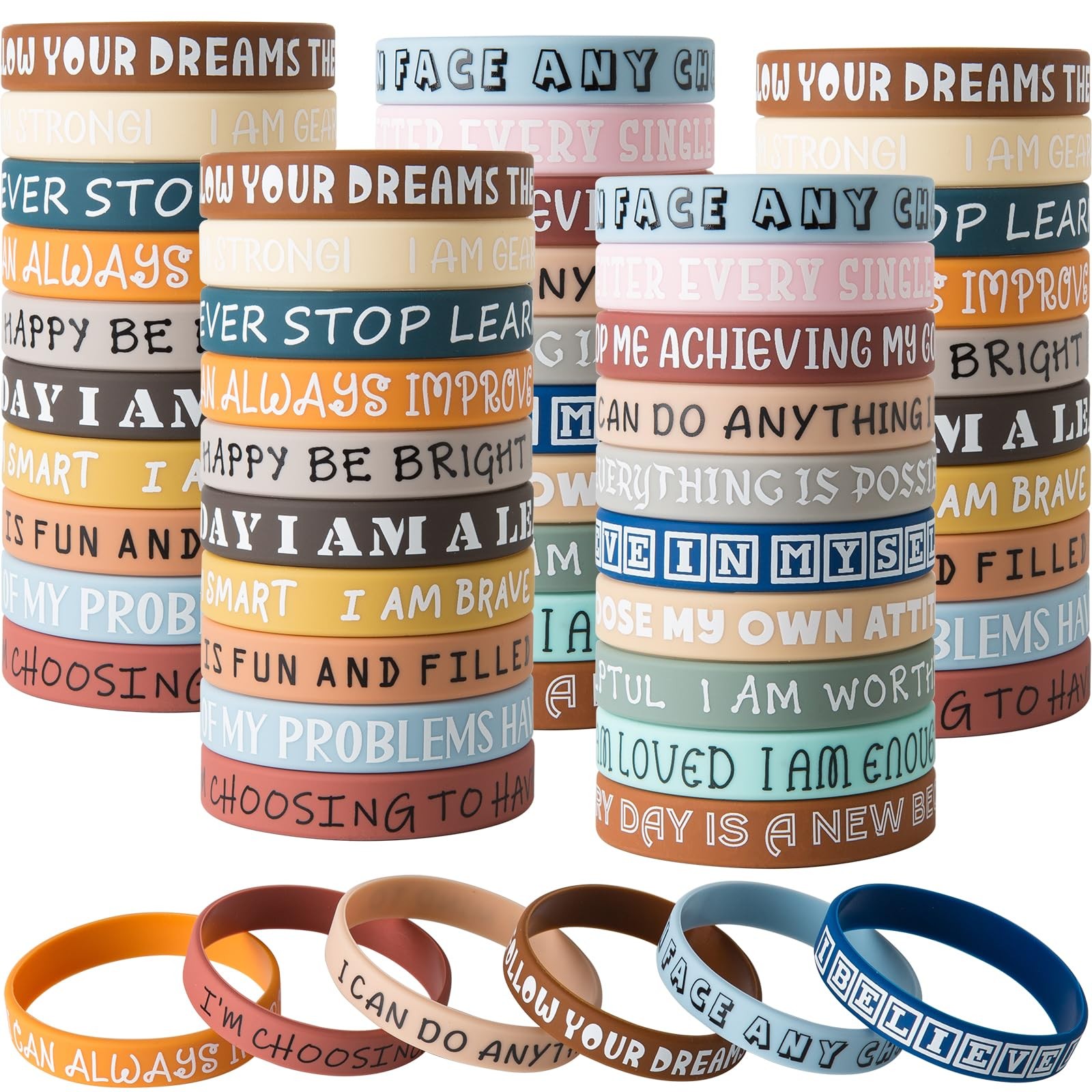 Inspirational Quote Wristbands 100 PCS – 20 Styles Motivational Silicone