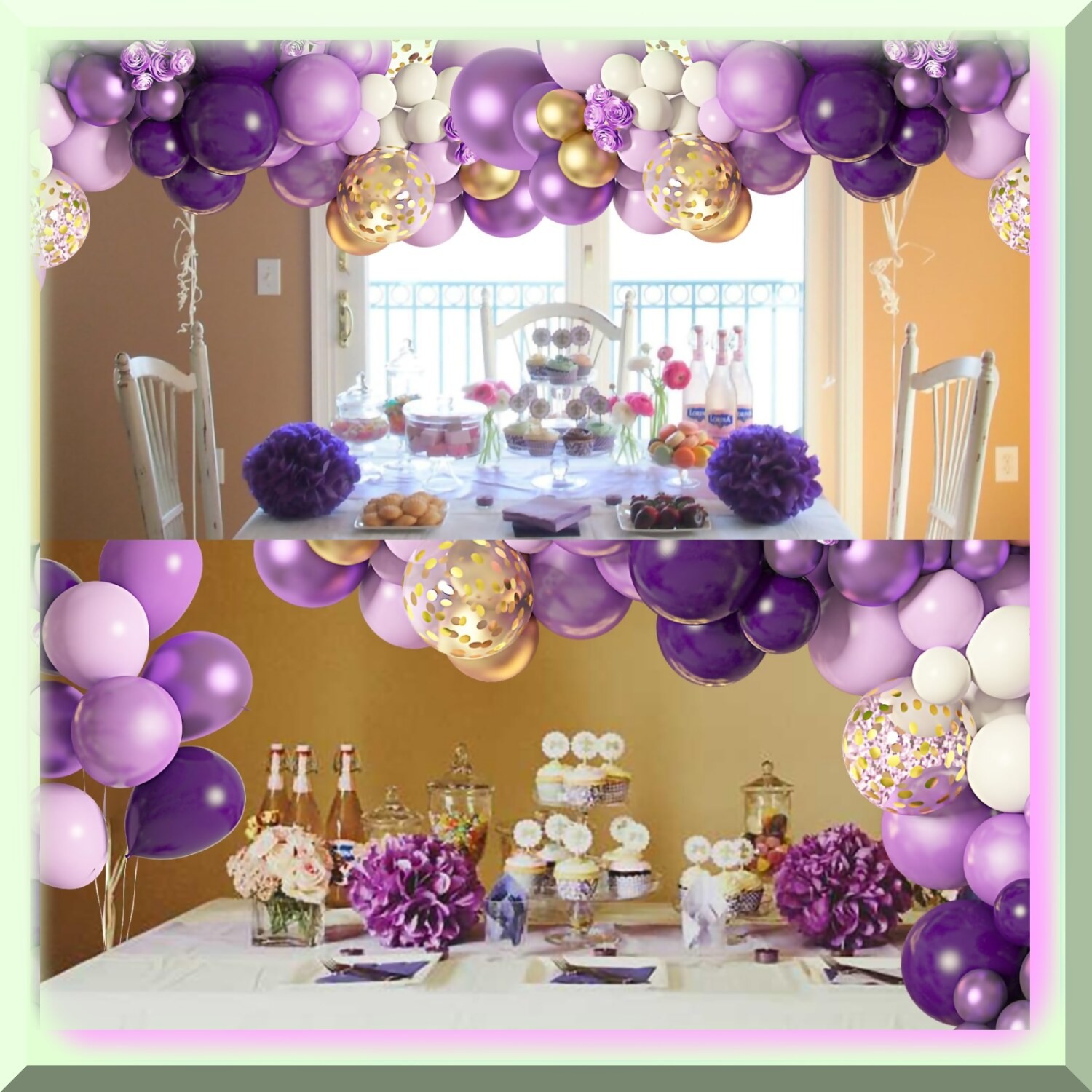 Pastel Dreams Balloon Garland Kit with Purple and Gold Balloons