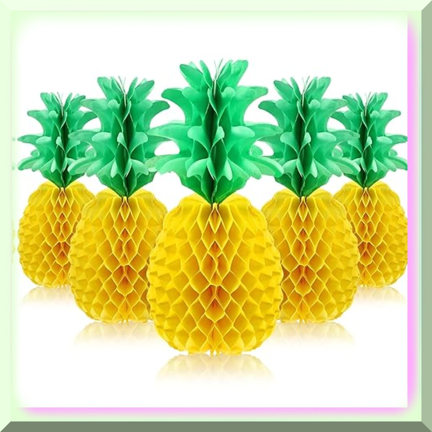 Pineapple Party Decorations with Honeycomb Centerpieces