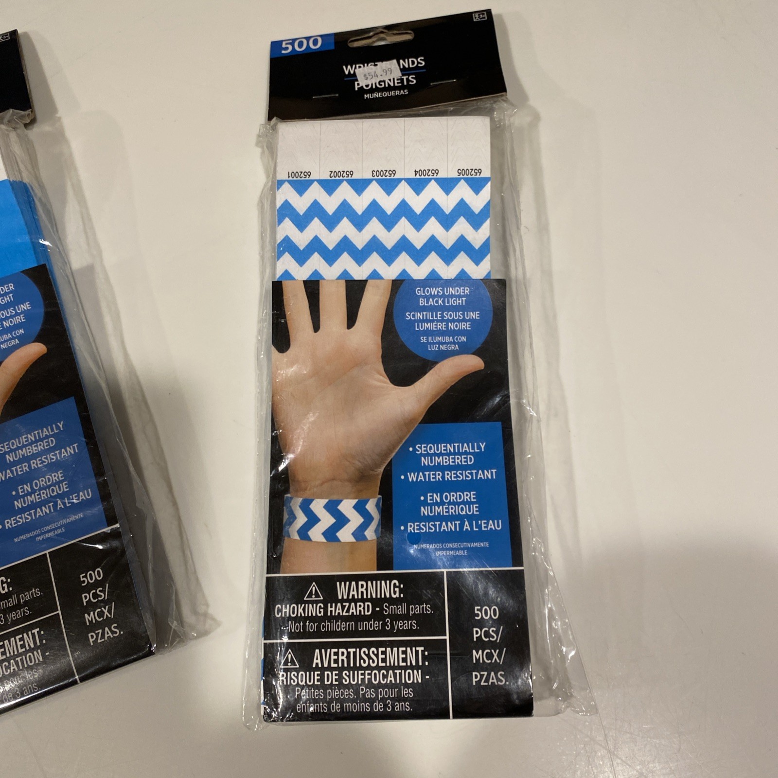 Amscan Tyvek Wristbands 2000 Count New Assorted Colors Solid & Chevron Numbered