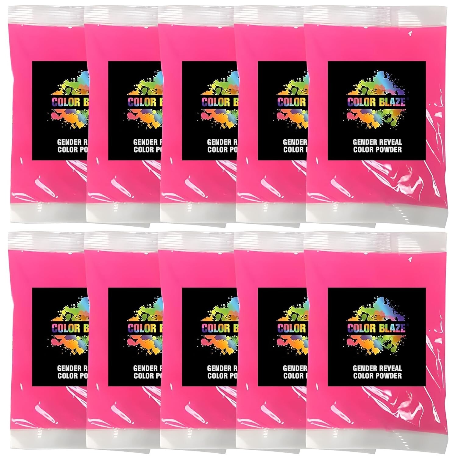 Color Blaze Gender Reveal Powder Packets – Blue – Set of 10, Baby Party, Boy
