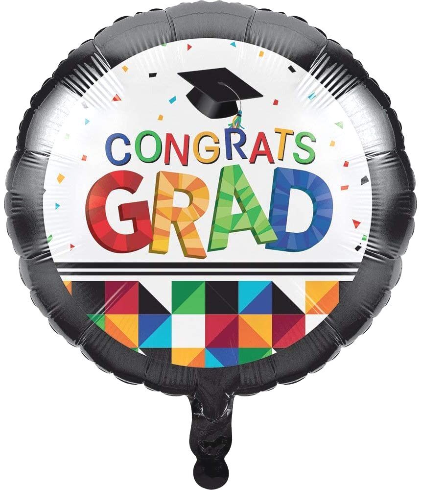 Creative Converting Fractal Fun Graduation Foil Balloon, Multicolor