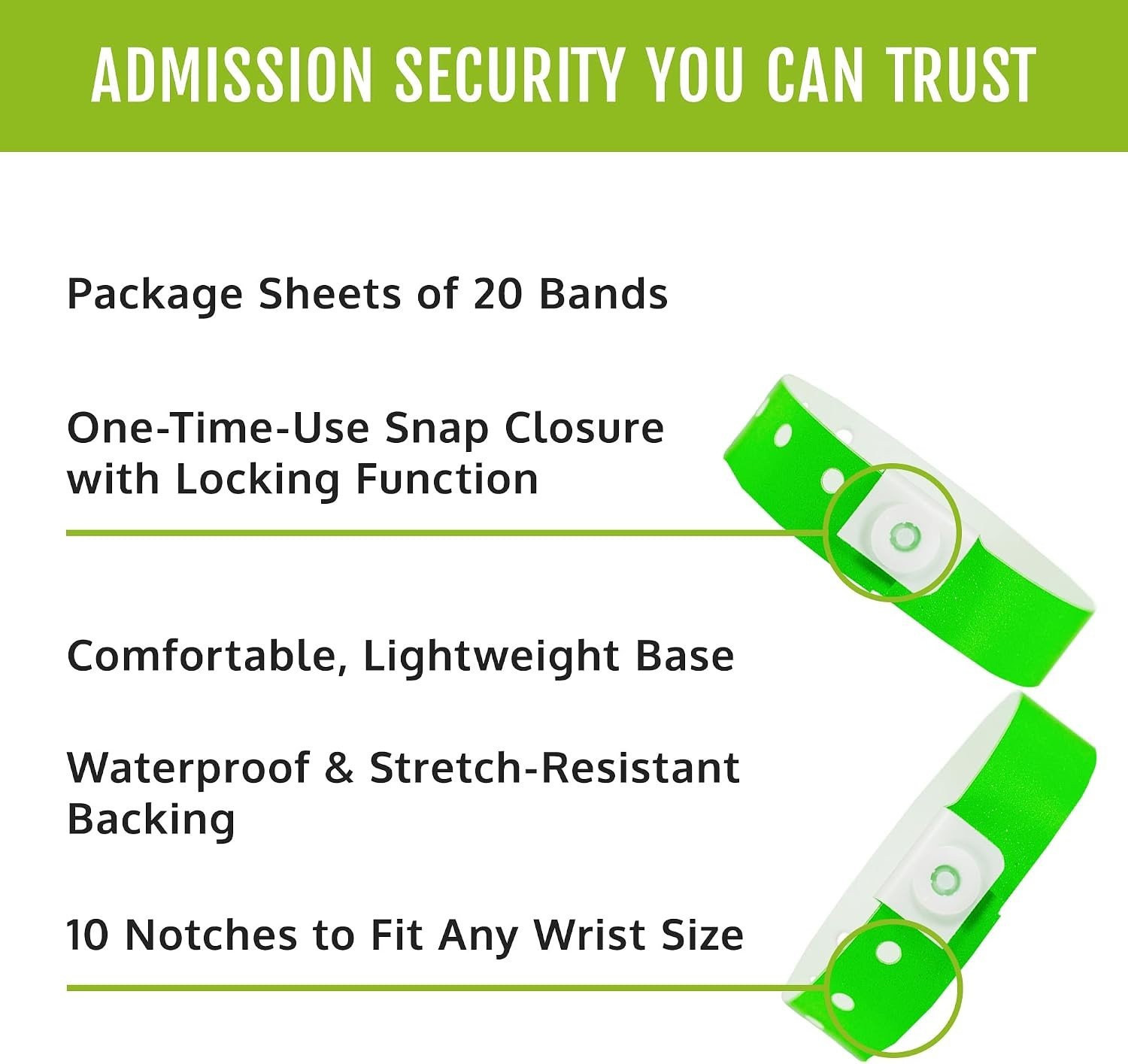 Snap Closure Hospital ID Bracelets – Pack of 500