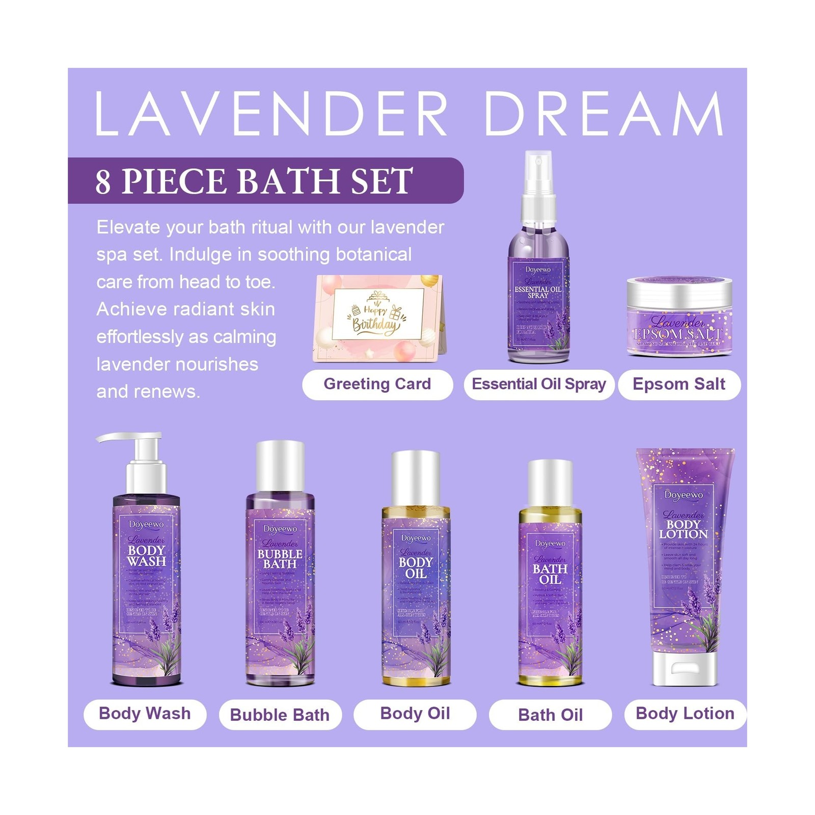 Spa Bath Body Care Wash Christmas Gifts Baskets for Women,7Pcs Relaxation Cal…