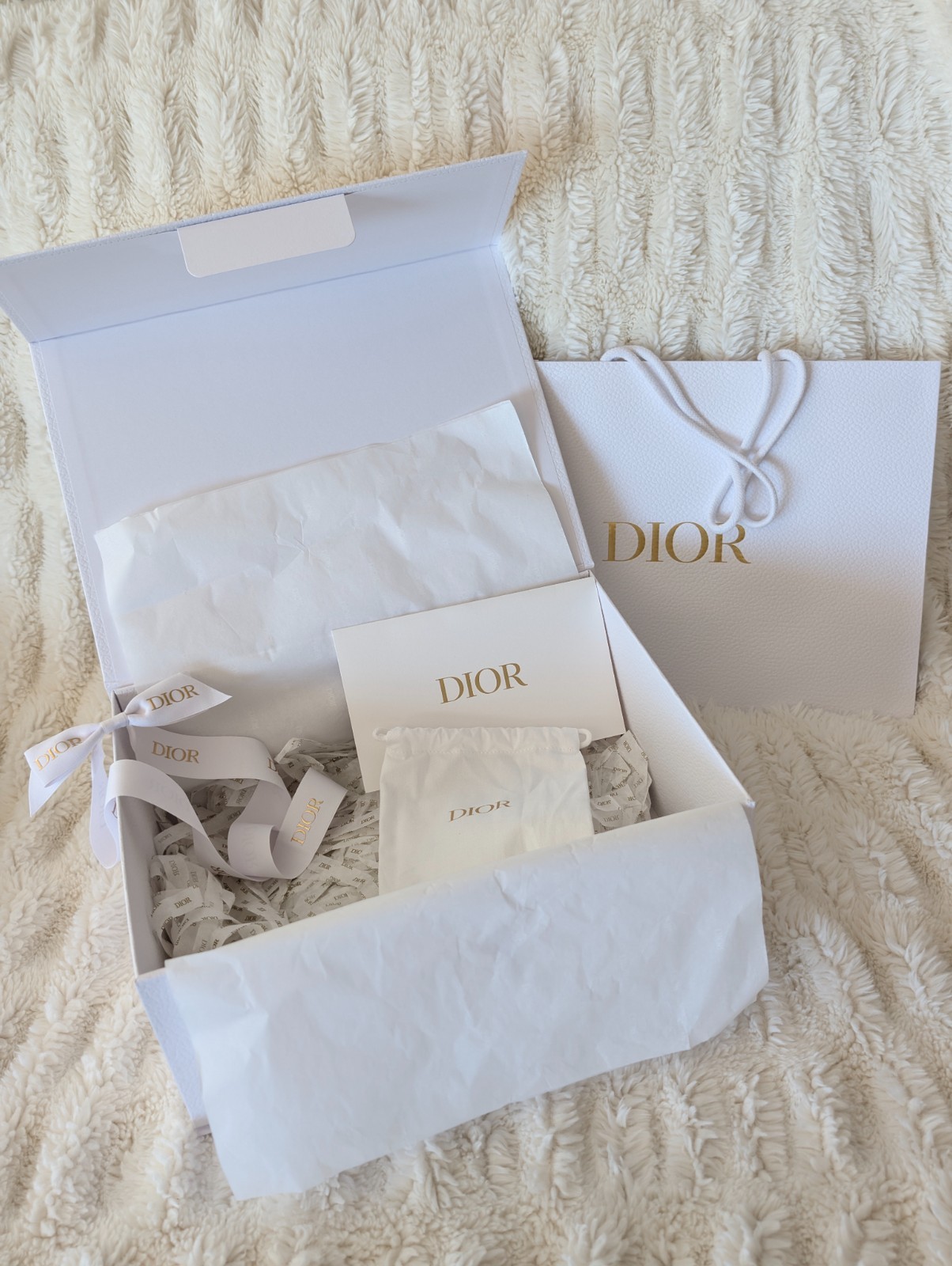 Dior Gift Box w Ribbon, Dust Bag, Envelope & Gift Bag 13″ x 9.5″ x 5″
