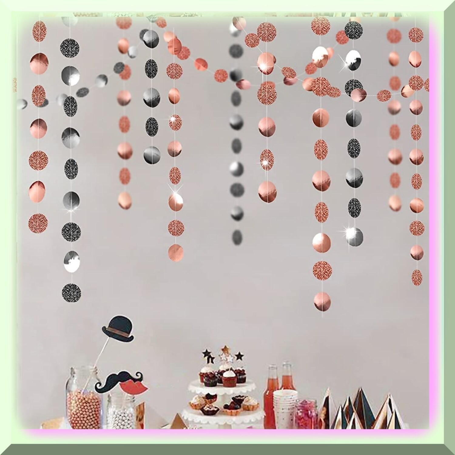 Celestial Celebration Garland 52ft Rose Gold Black