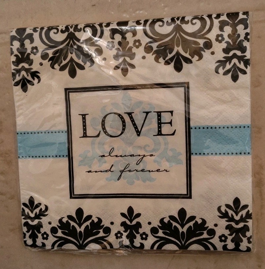 Love & Forever 48ct 2ply Luncheon Napkins 12 7/8” Dinner Plates 10 1/4in Bundle