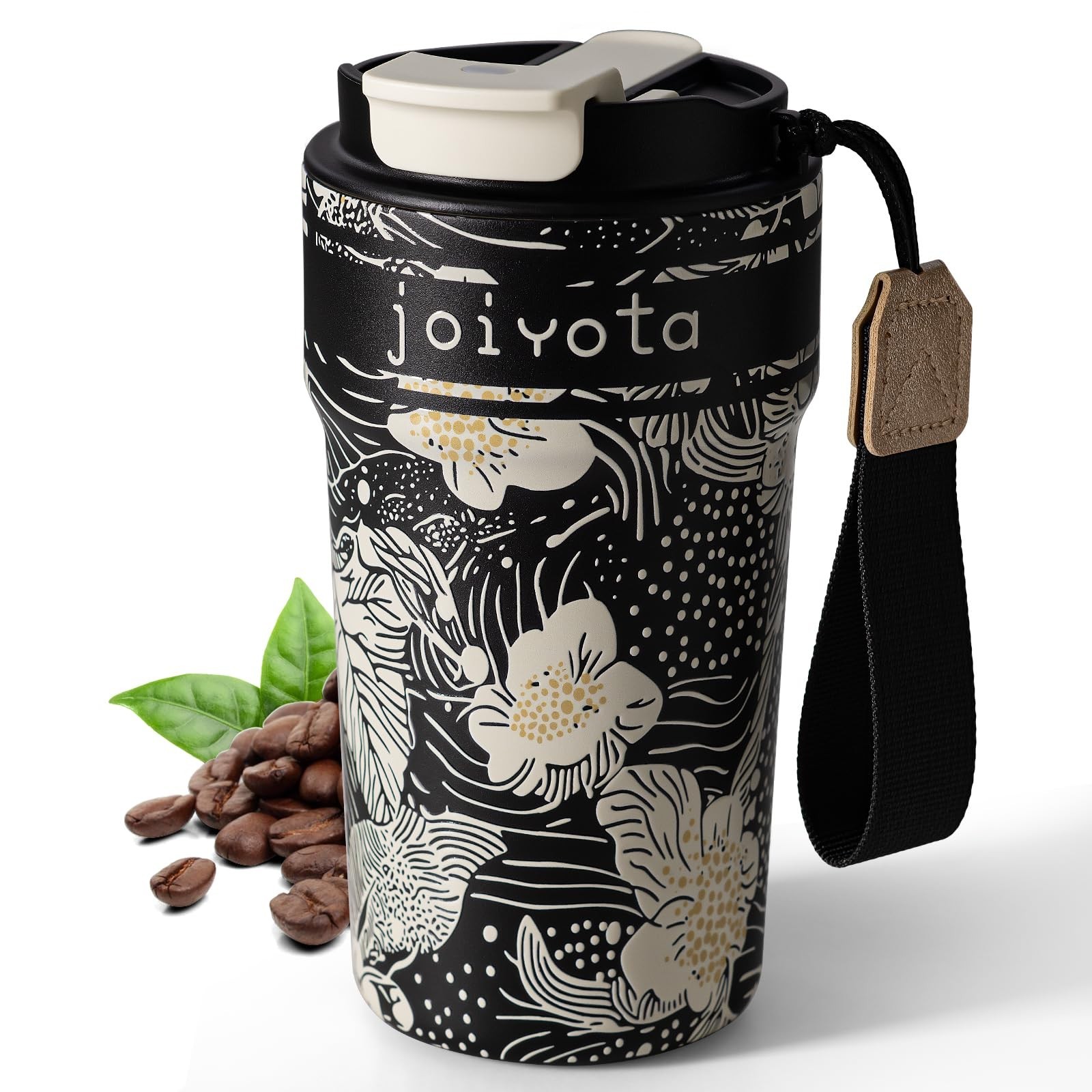 20oz Artic Ceramic Lined Coffee Tumbler, 3D Floral Print Design, Insulated St…