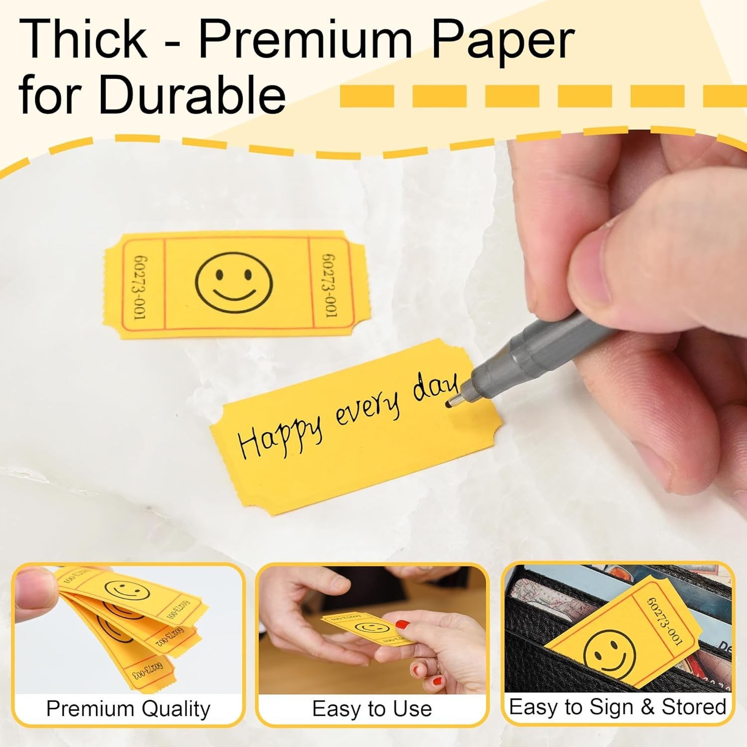 500 Raffle Tickets, Smile,Yellow6 Color Selection, Single Roll, Ticket for Ev…