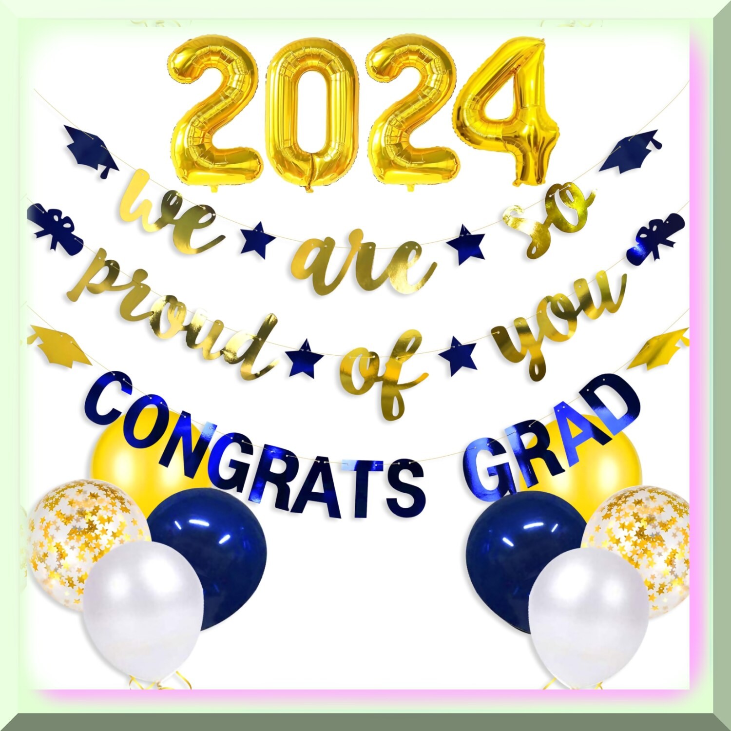 Graduation Party Kit Navy Blue Gold 2024