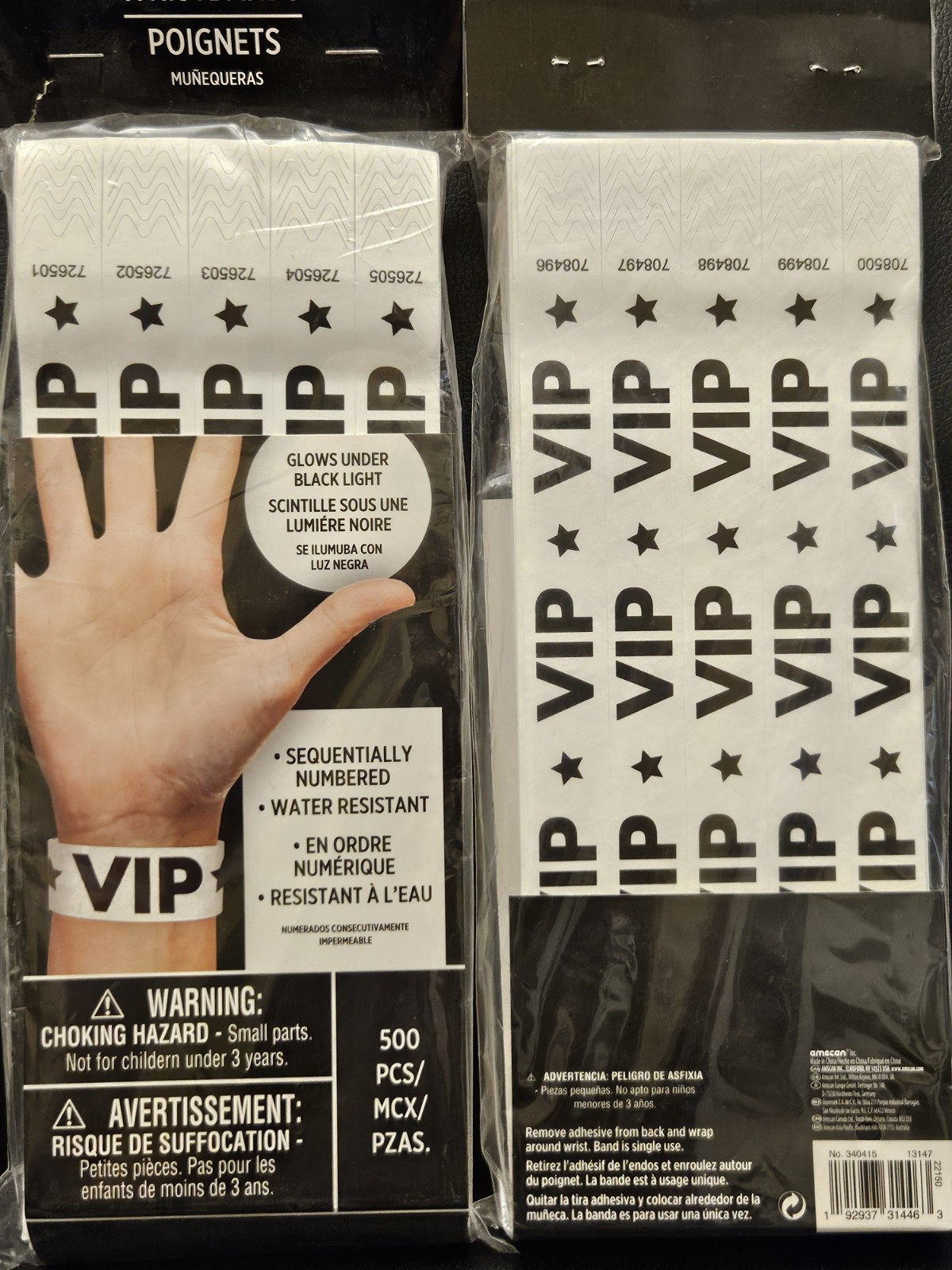Lot Of 1,000 Total – White VIP Wristbands Sequentially Numbered Water Resistant