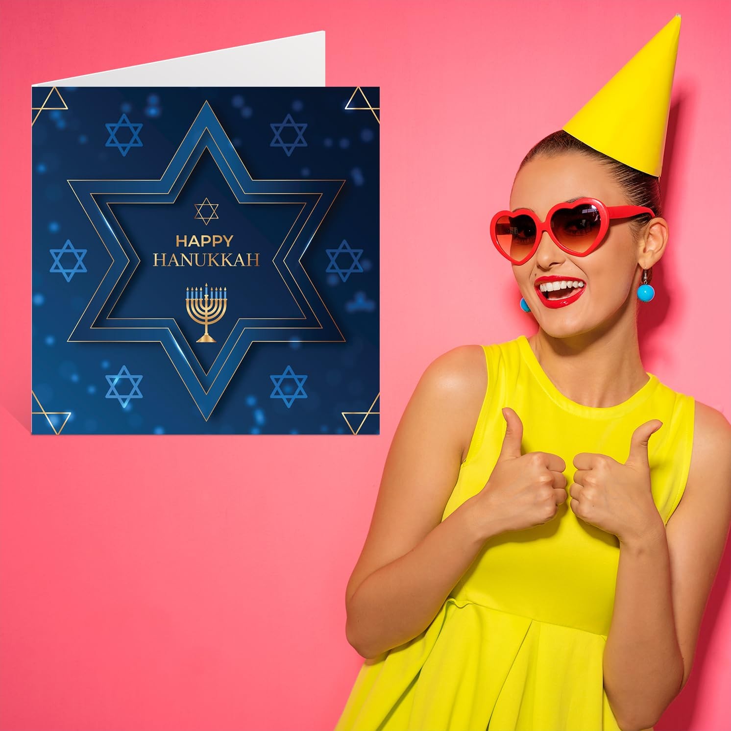 Happy Hanukkah Card for Boys Him – Zentangle Star 145mm x 145mm, Multicolour