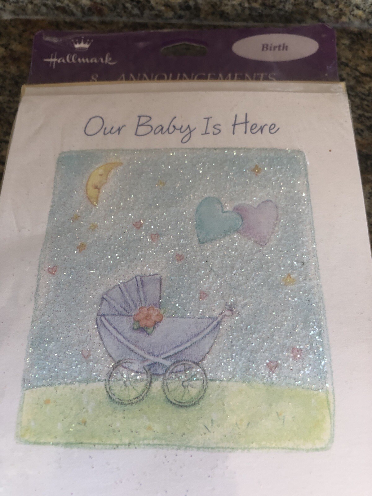 NEW HALLMARK Baby Birth Announcements CARDS Our Baby is Here Envelopes Packof 8 