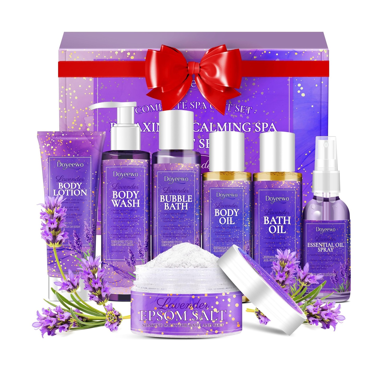 Spa Bath Body Care Wash Christmas Gifts Baskets for Women,7Pcs Relaxation Cal…