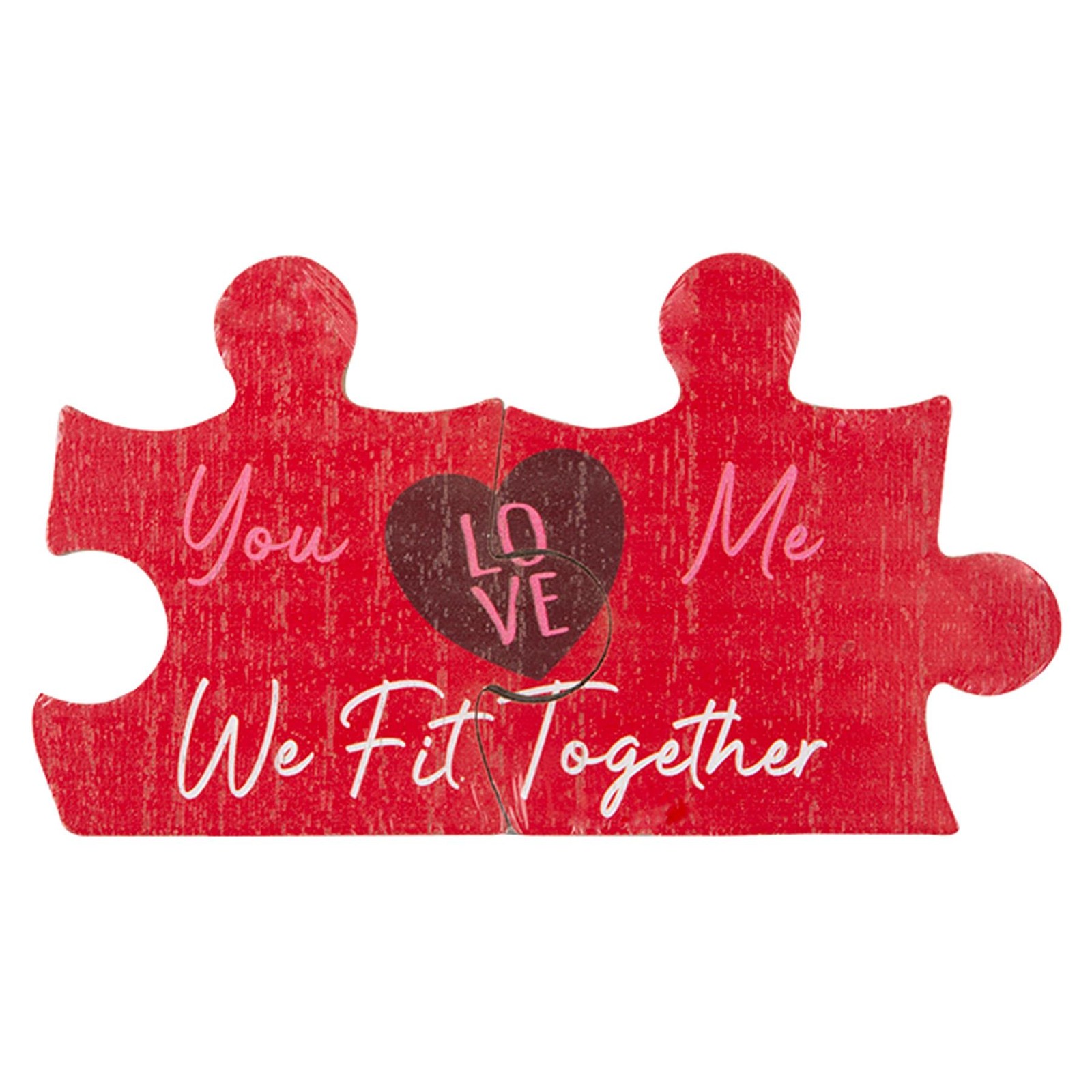Valentine Red Heart Plaque Double Puzzle Piece Decoration – We Fit Together