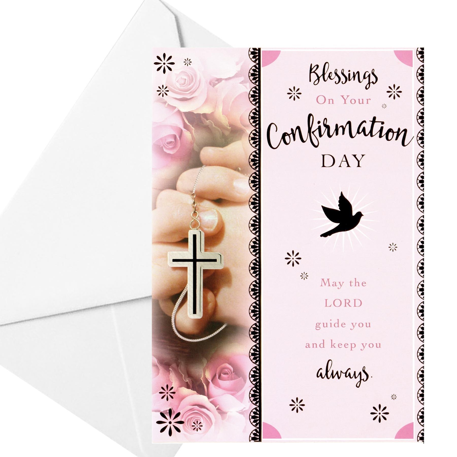 Confirmation Card with Foil Detail and White Envelope – Pink B