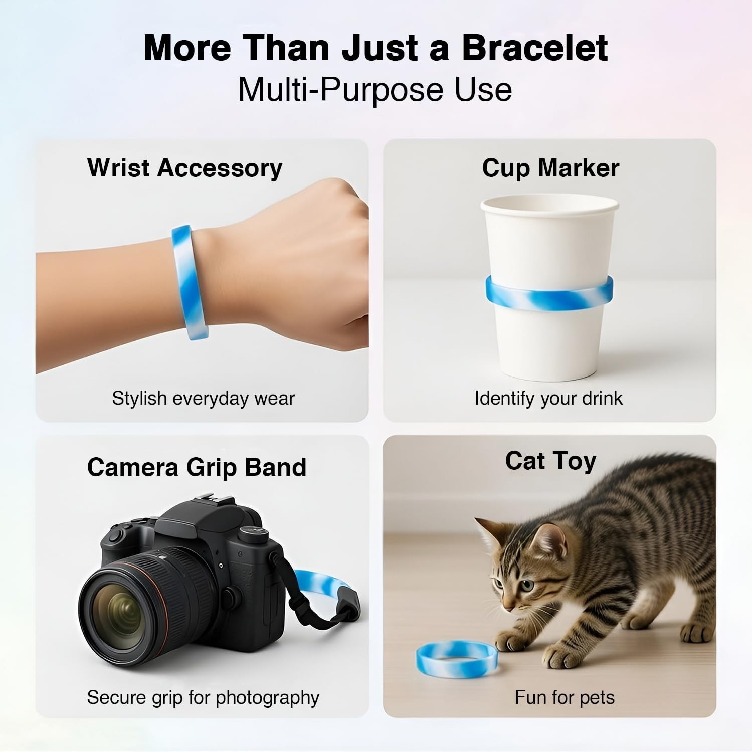 Rubber Bracelet Wristbands | 100 Silicone Bracelets for Women, Men & Teens | …