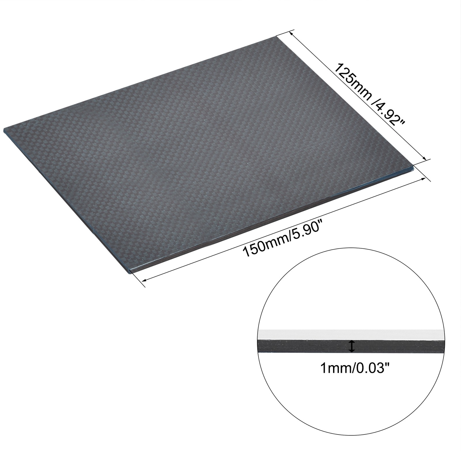 Carbon Fiber Sheets Panels 150mm x 125mm x 1mm (Normal Gloss)
