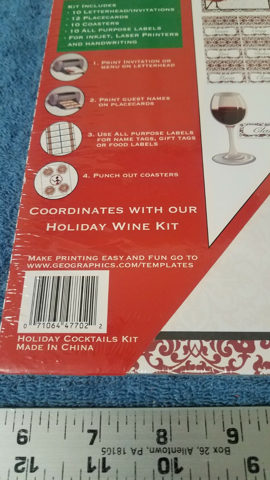 GEOGRAPHICS HOLIDAY Cocktail Kit 10 ct Invitation/Letter Place Card Coaster More