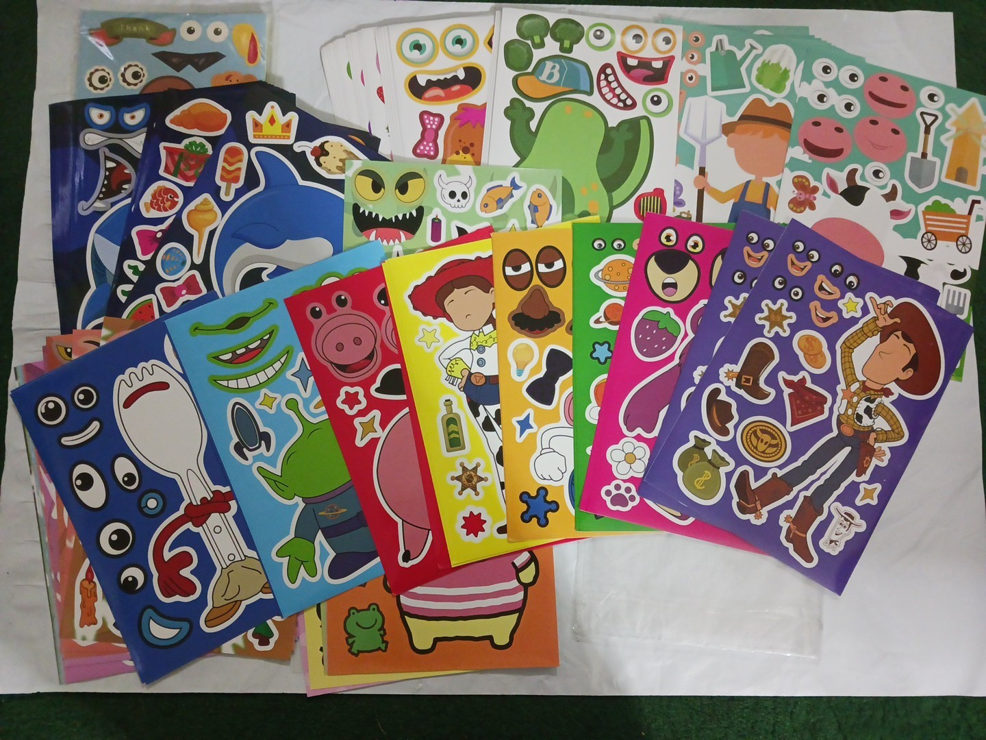 Stickers. 147 sticker sheets. farm animals, toy story, sharks + more. kids party