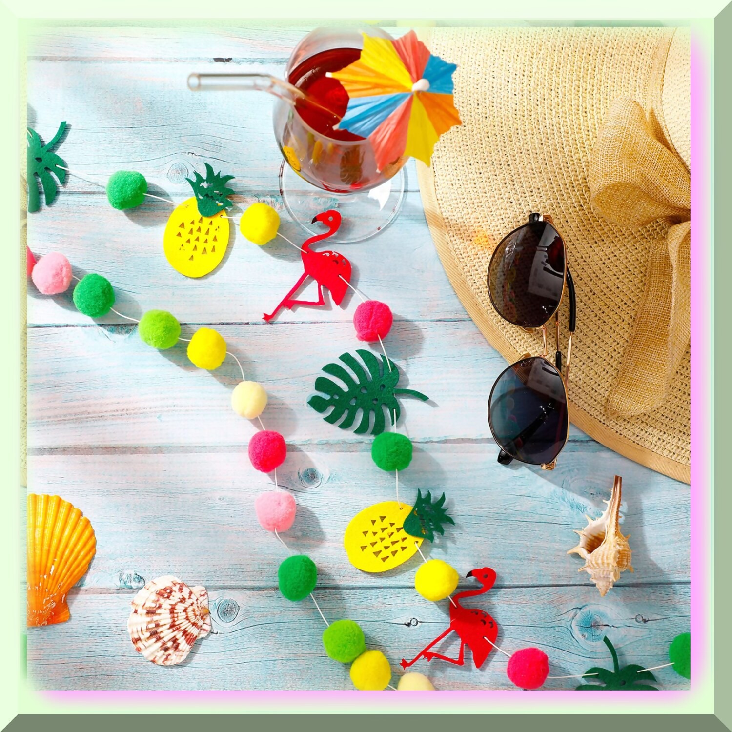 Tropical Party Decorations with Flamingo Pin
