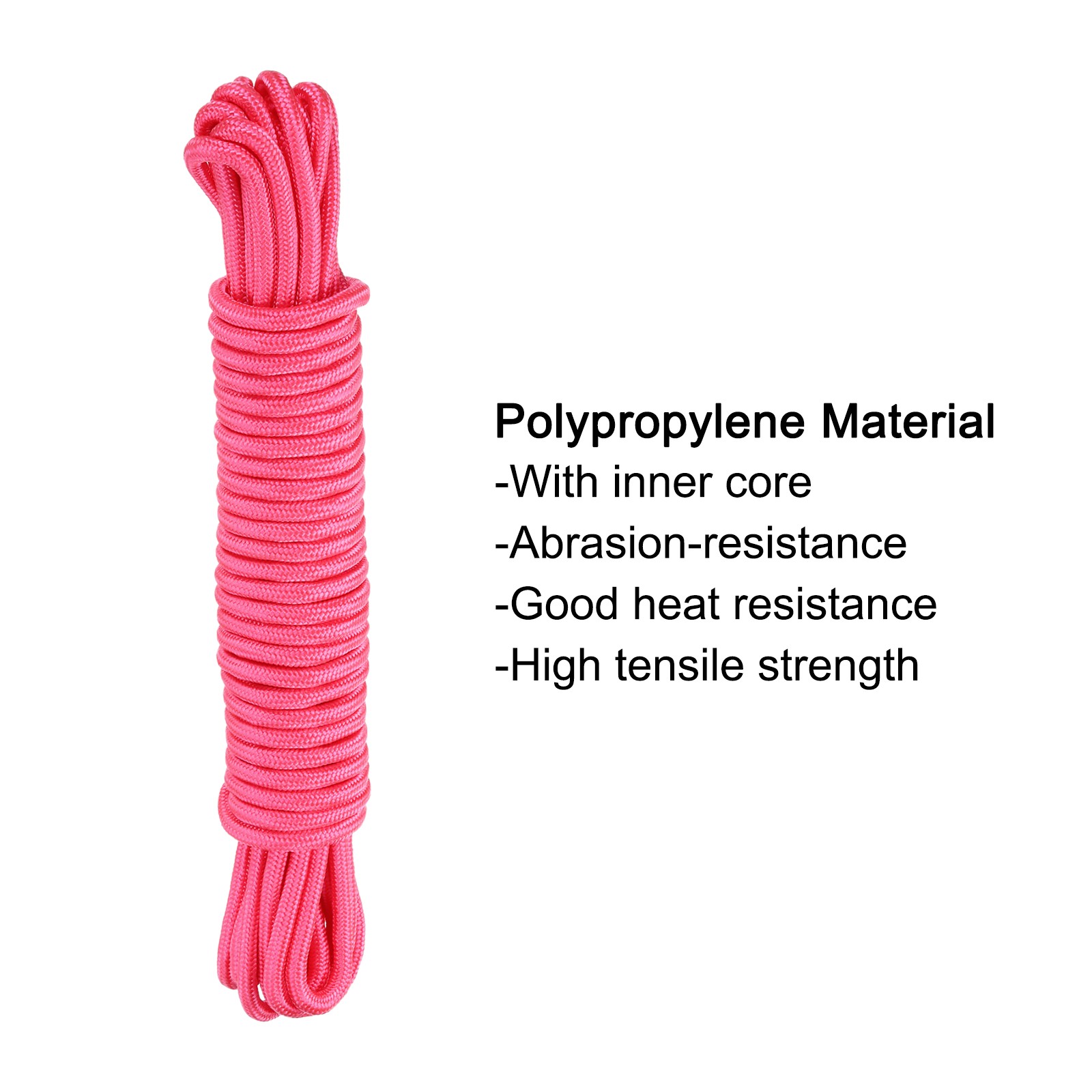 10M/33ft 3/8″ Pink Indoor/Outdoor Polypropylene Braided Rope