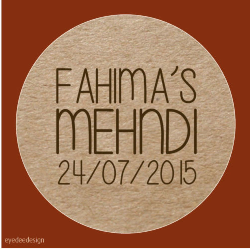 35x ANY TEXT Personalised Mehndi Wedding Party Chic Rustic Henna Stickers 560