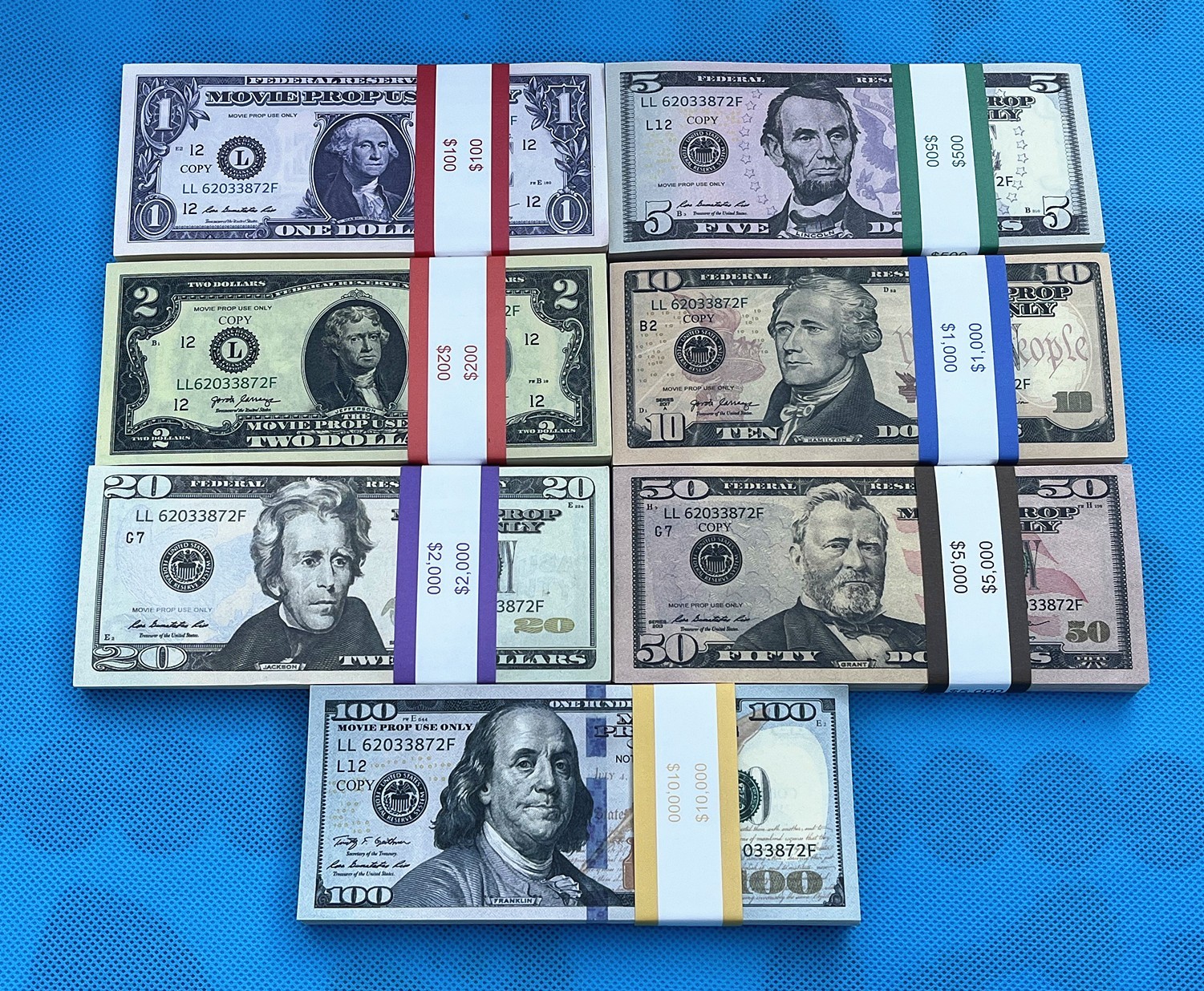 700 Pieces $1,$2, $5,$10, $20, $50,$100 Replica Fake Dollars for Pranks & Movies