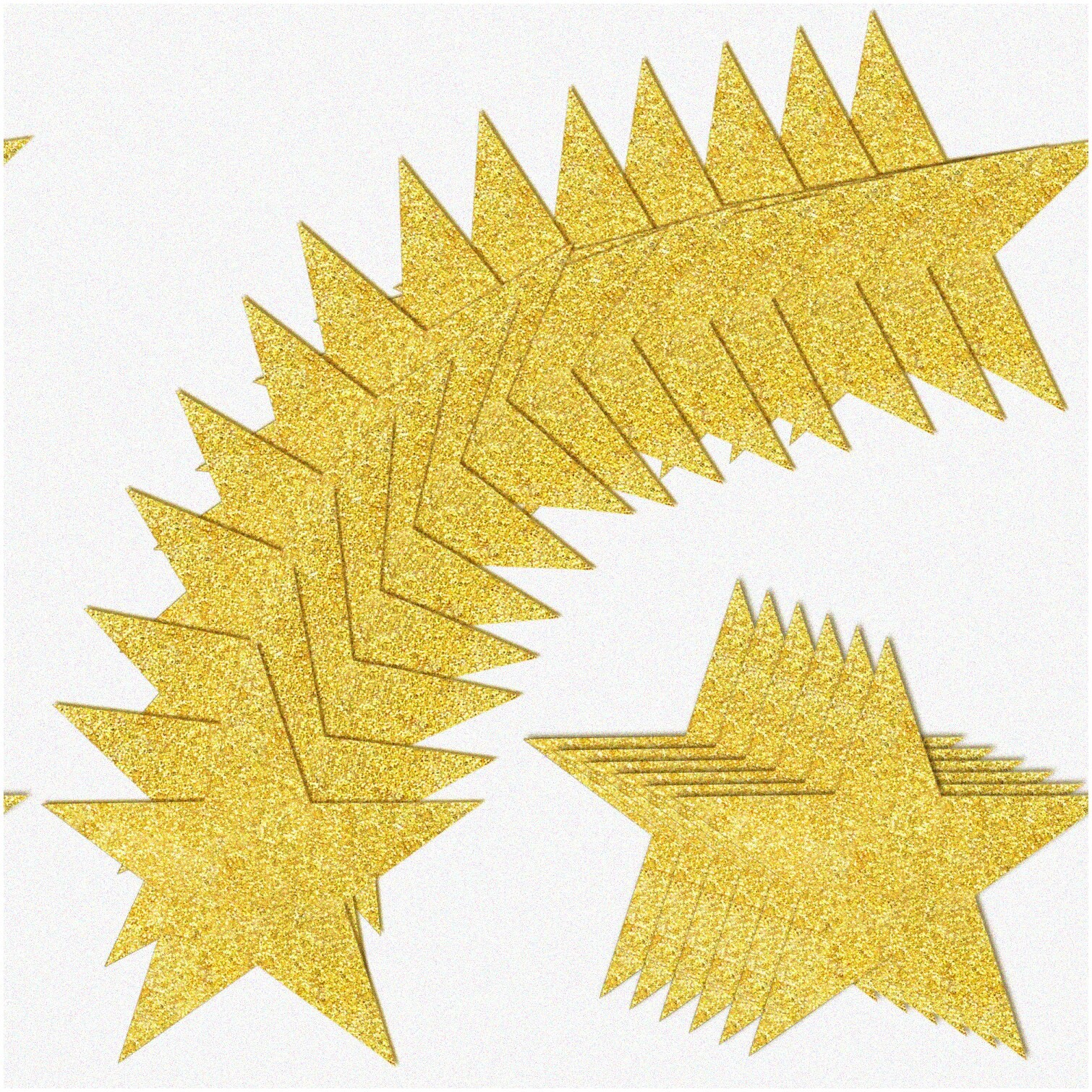 Gold Glitter Paper Star Cutouts for Decor