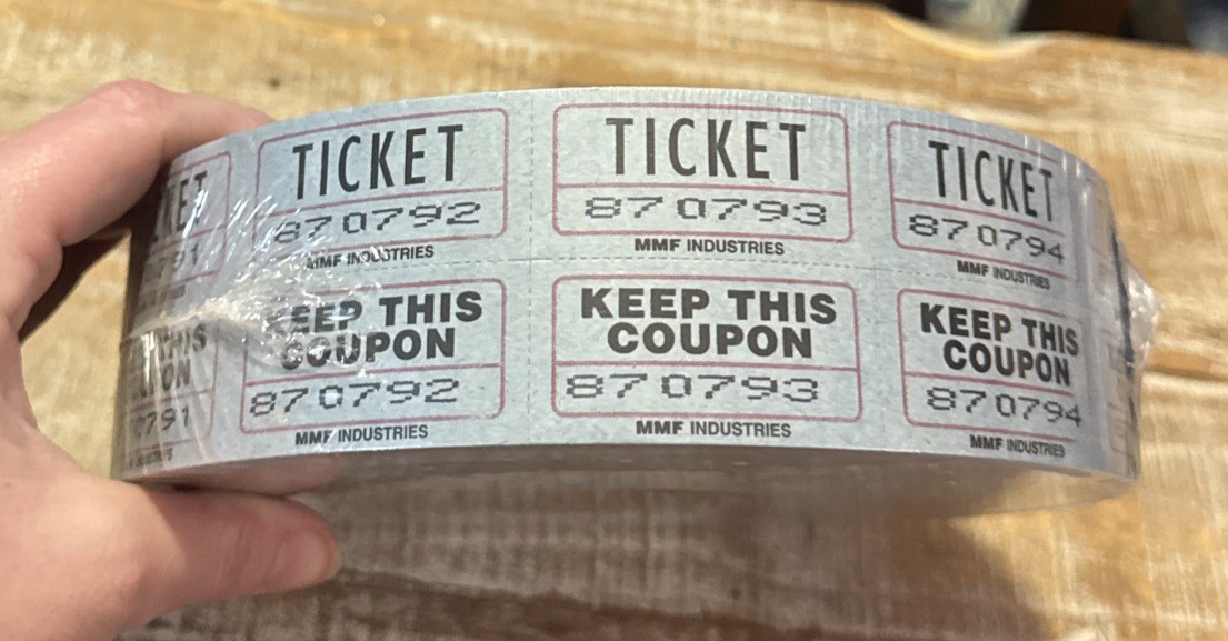 Raffle Tickets Double Stub Roll of 2000 Split the Pot 50/50 Carnival Events