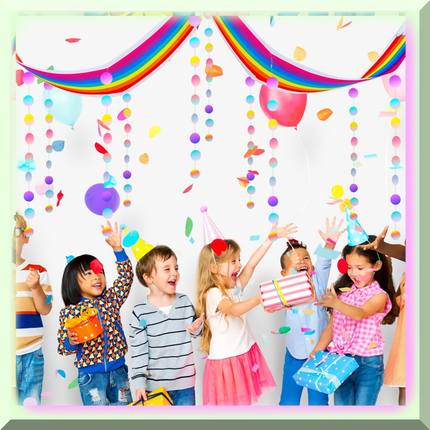 Rainbow Cloud Ceiling Decor with Garland