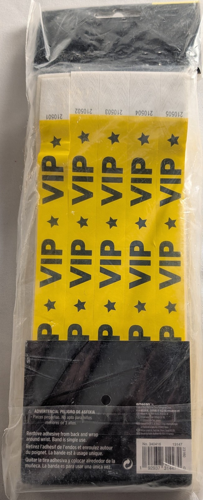 Amscan 500 Count VIP Star Yellow Tyvek Wristbands – Sequentially Numbered Event