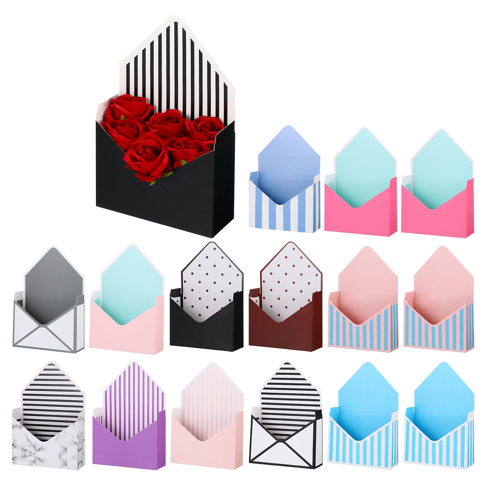 Flower Gift Box, 16 Pcs Paper Bouquet Flower, Multiple Colors