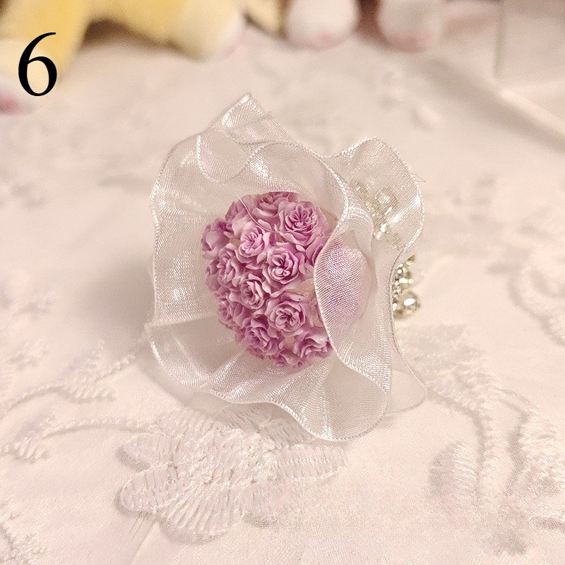1x Heavy-Duty Mini Rose Bouquet Lace Flower Doll DIY Decoration Tassel with Hole