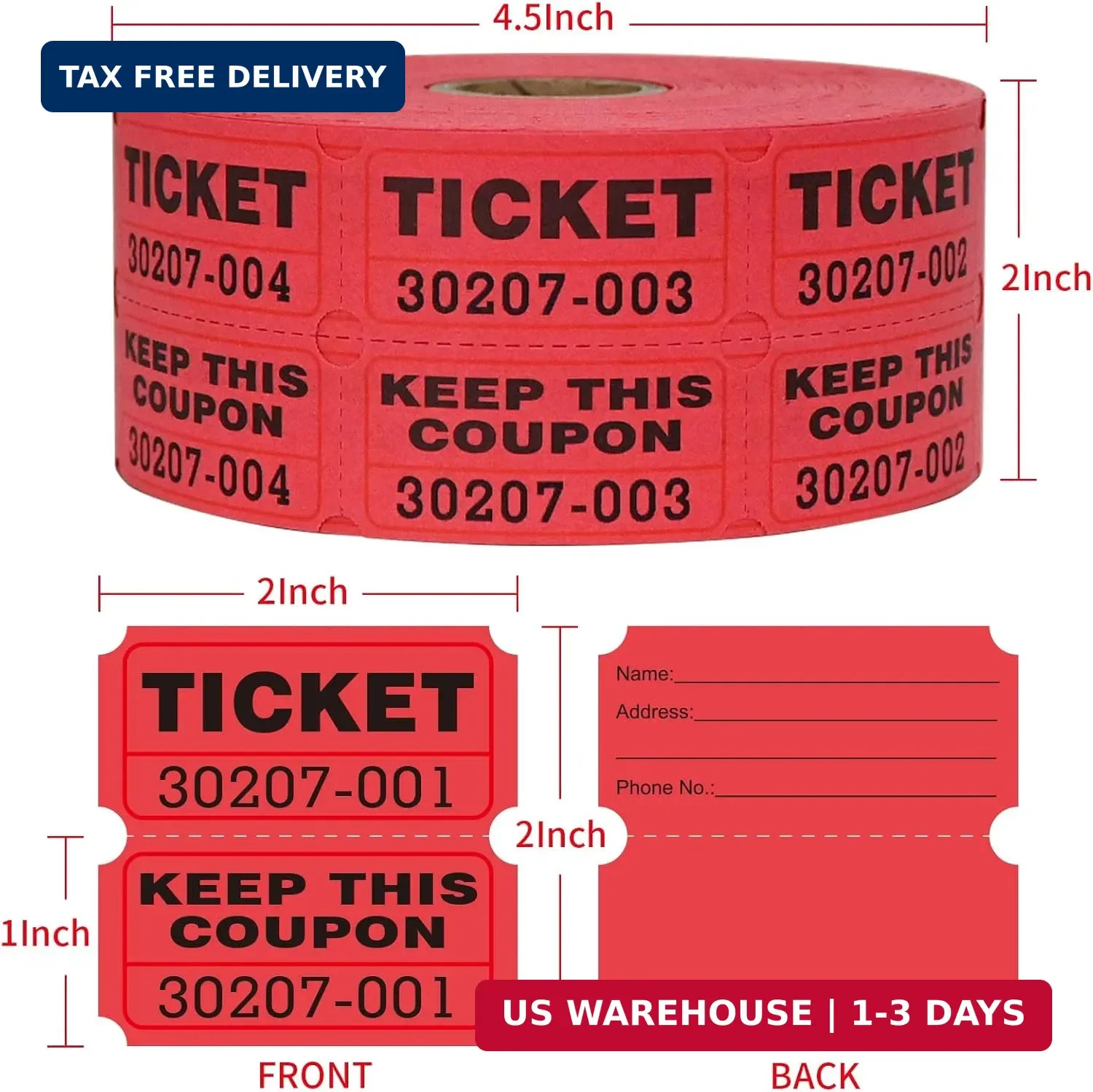 Raffle Tickets Double Rolls 1000 Per Roll 50/50 Raffle Tickets for Event
