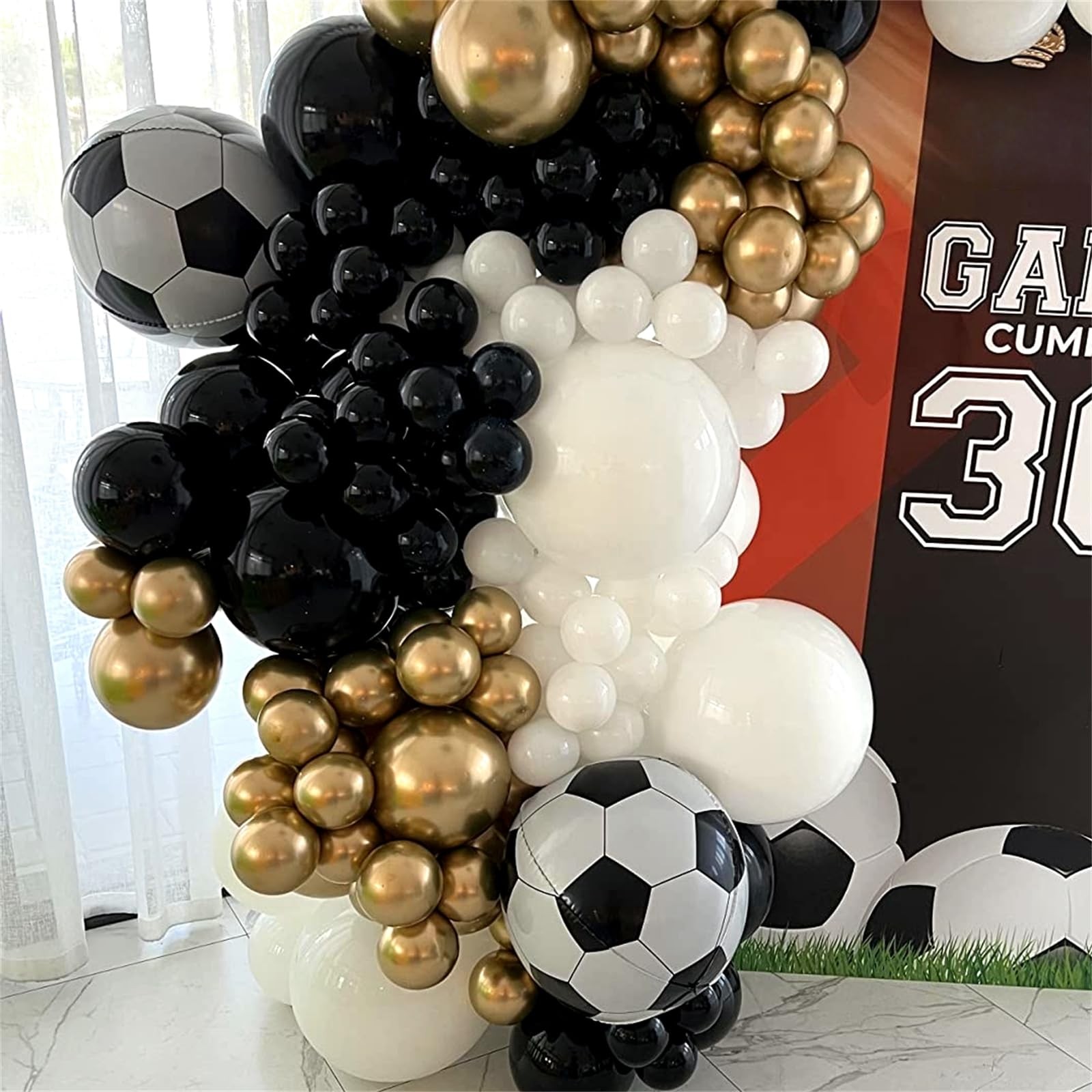 22 Inch 4D Soccer Foil Balloons, 6Pcs 22 inches, Black White 4d