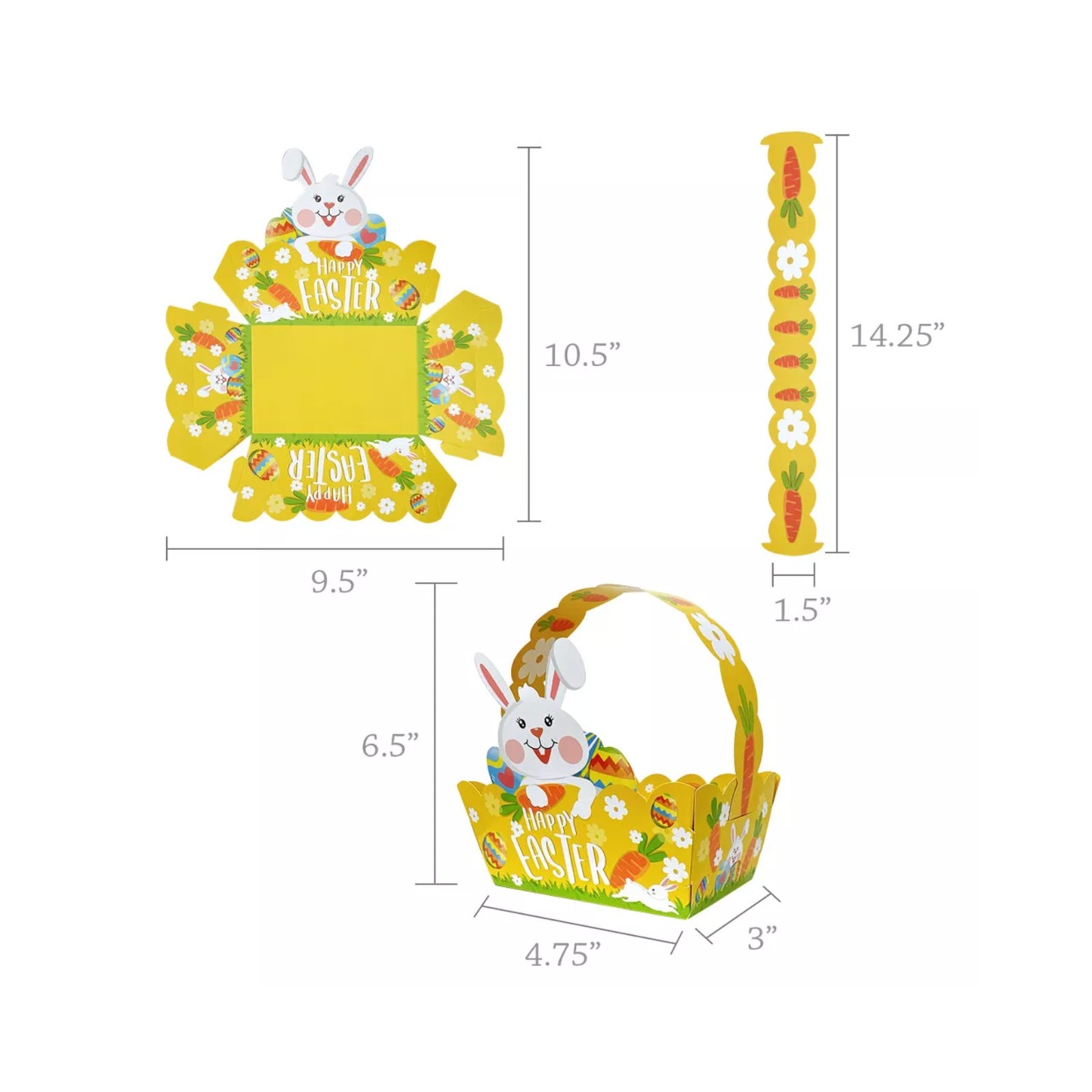 12pcs Easter Treat Boxes Paper Baskets w/ Handle Kids Egg Hunt Party Favors