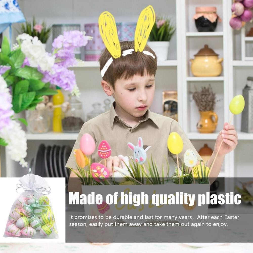 12PCS COLORFUL PLASTIC EASTER EGGS – HANGING ORNAMENTS, TREE & BASKET DECOR, PAR