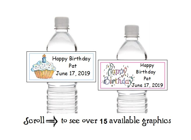 10 Personalized Happy Birthday Party Water Bottle Labels Wrappers Favors