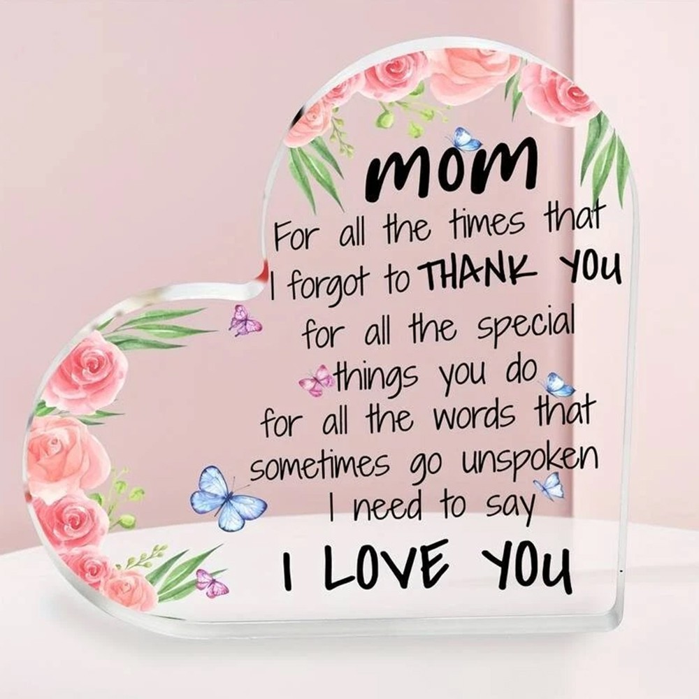 Heart Acrylic Plaque Gift for Mum – Christmas & Mother’s Day Keepsake
