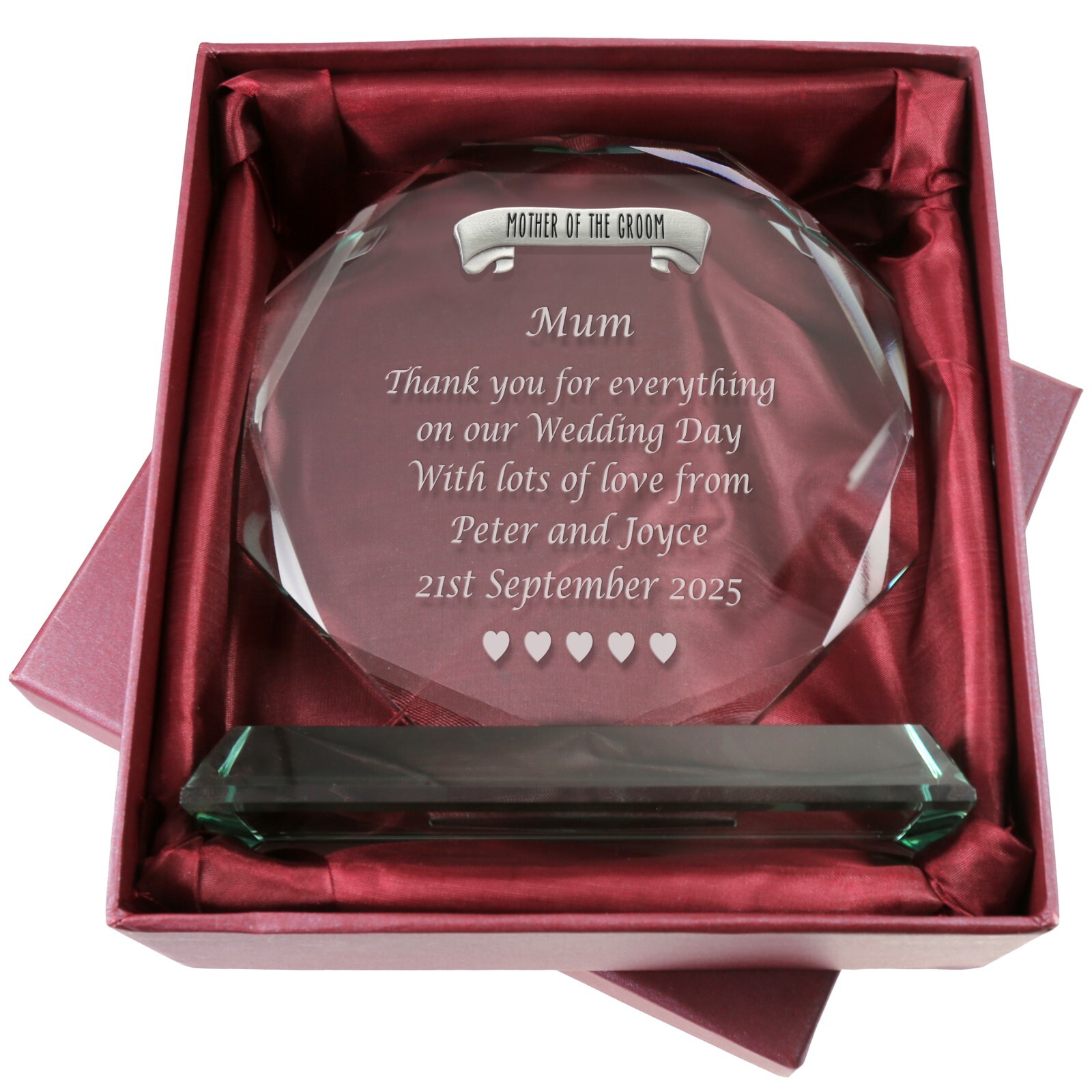 Personalised Engraved Mother of the Groom Cut Glass Wedding Party Favour Gifts