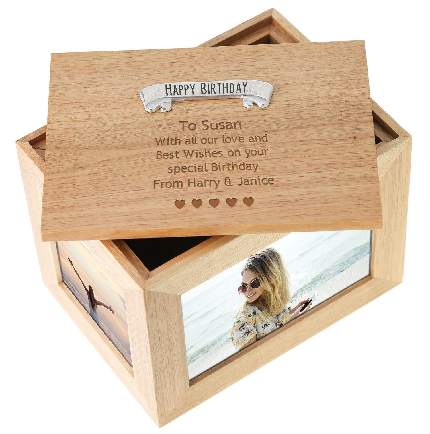 30th 40th 50th Girl’s Birthday Personalised Large Oak Keepsake Box 30 40 50 Gift