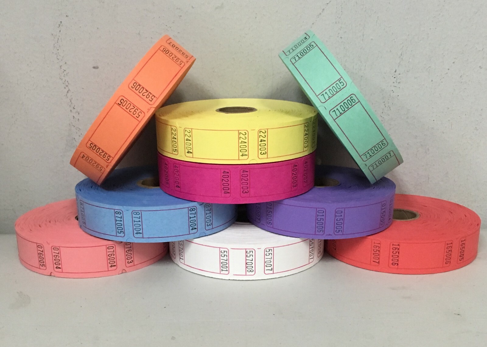 Blank Single Tickets Roll of 1000 Fun Fair Carnival Fund Raiser Raffle 8 Colors
