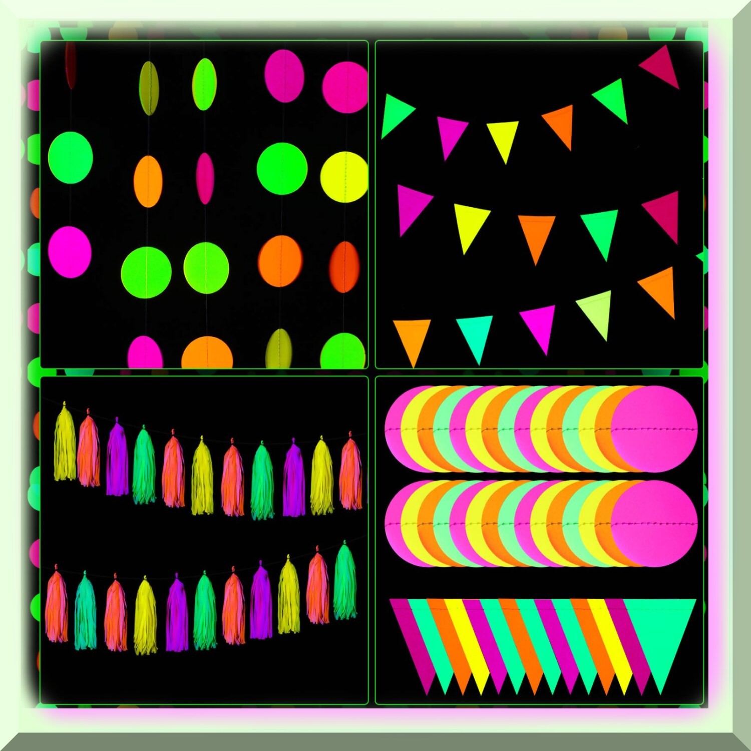 Neon Glow Party Pack with Garland Flags and Tels