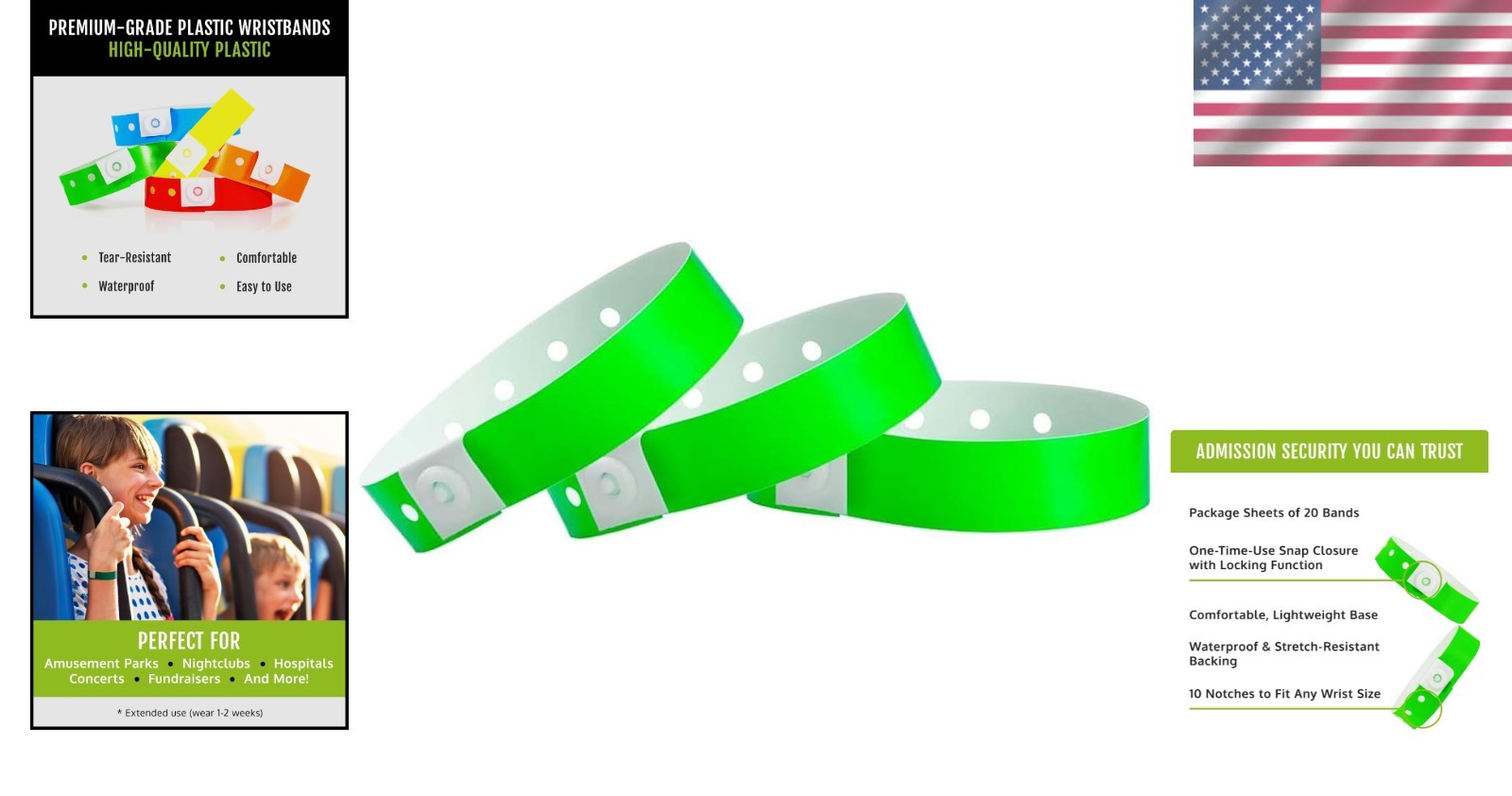 500 Neon Green Plastic Wristbands – Events & VIP