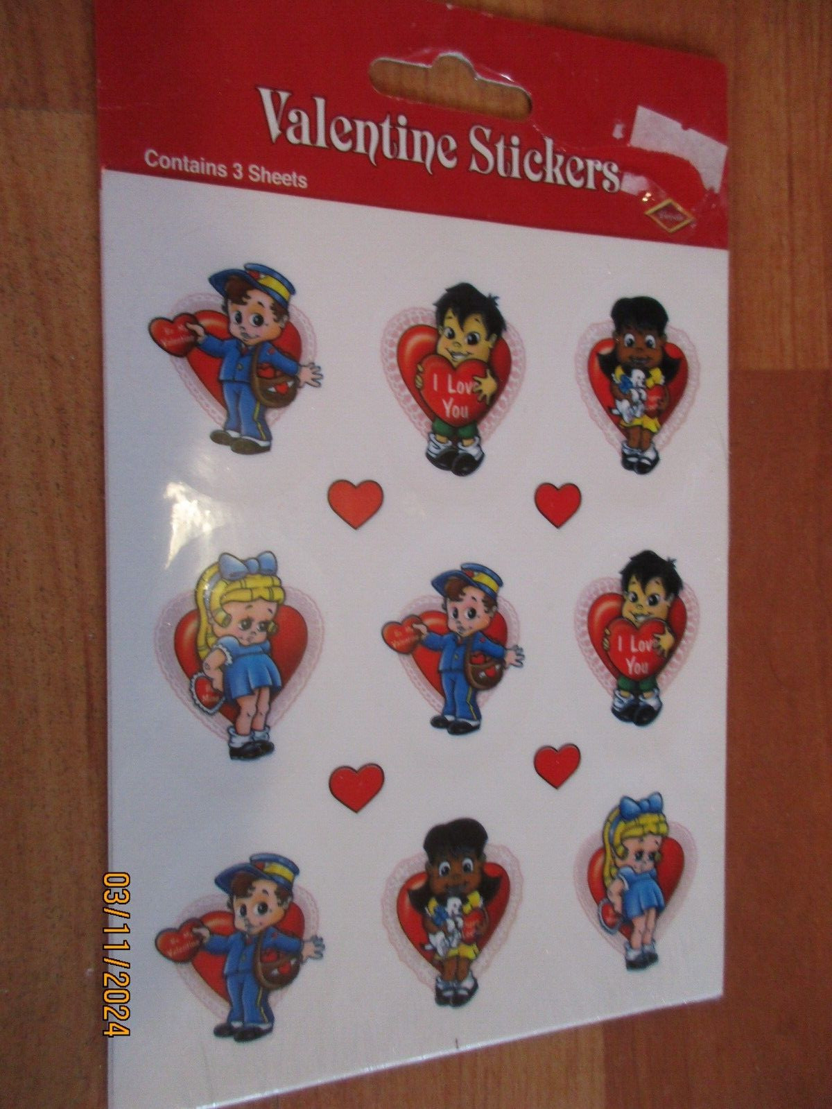 Vintage 2005 Beistle Valentine’s Day Stickers 3 Sheets Stickers MIP