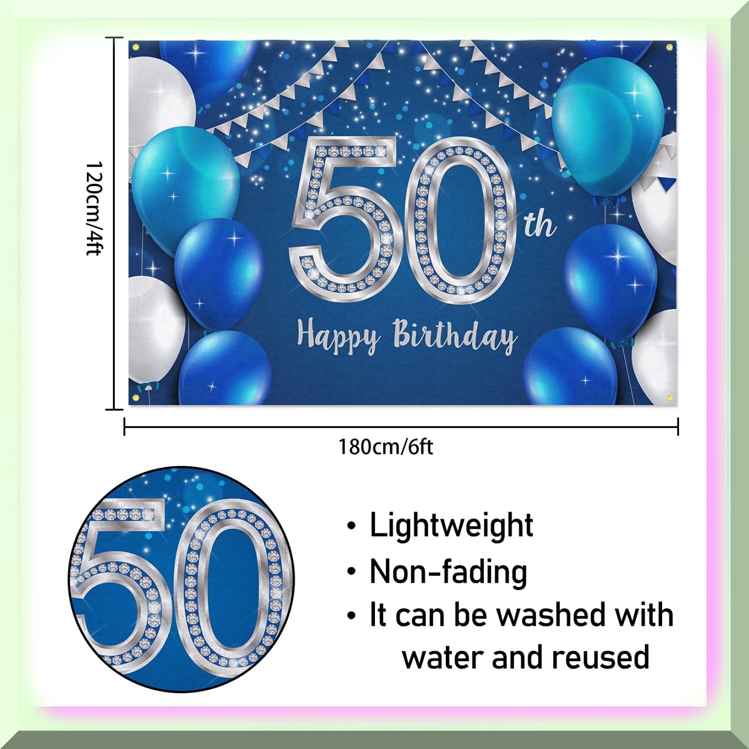 Golden Jubilee Celebration Banner Backdrop 6×4 ft Polyester