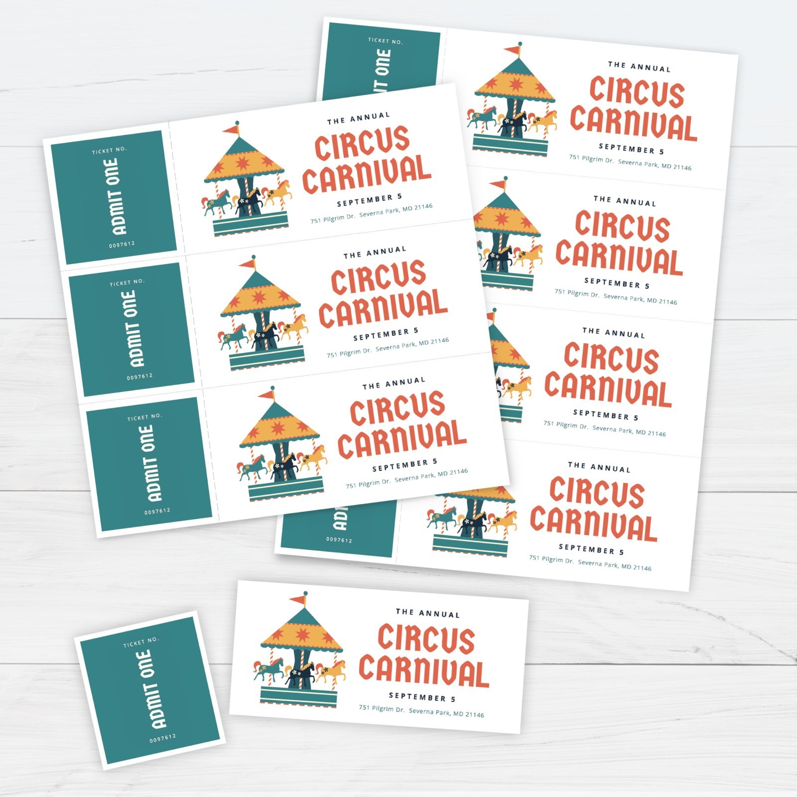 Custom Printable Raffle Tickets with Tear-Away Stubs – 1000 Event Fundraiser Tic