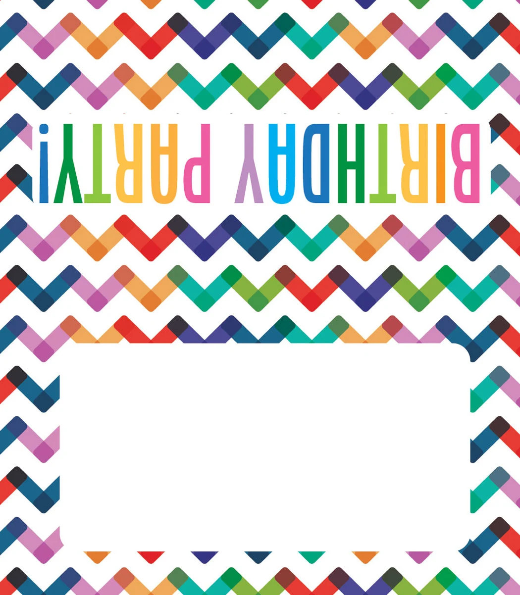 Colorful Zig Zag Design Happy Birthday Place Cards – 25 Place Cards – B77554