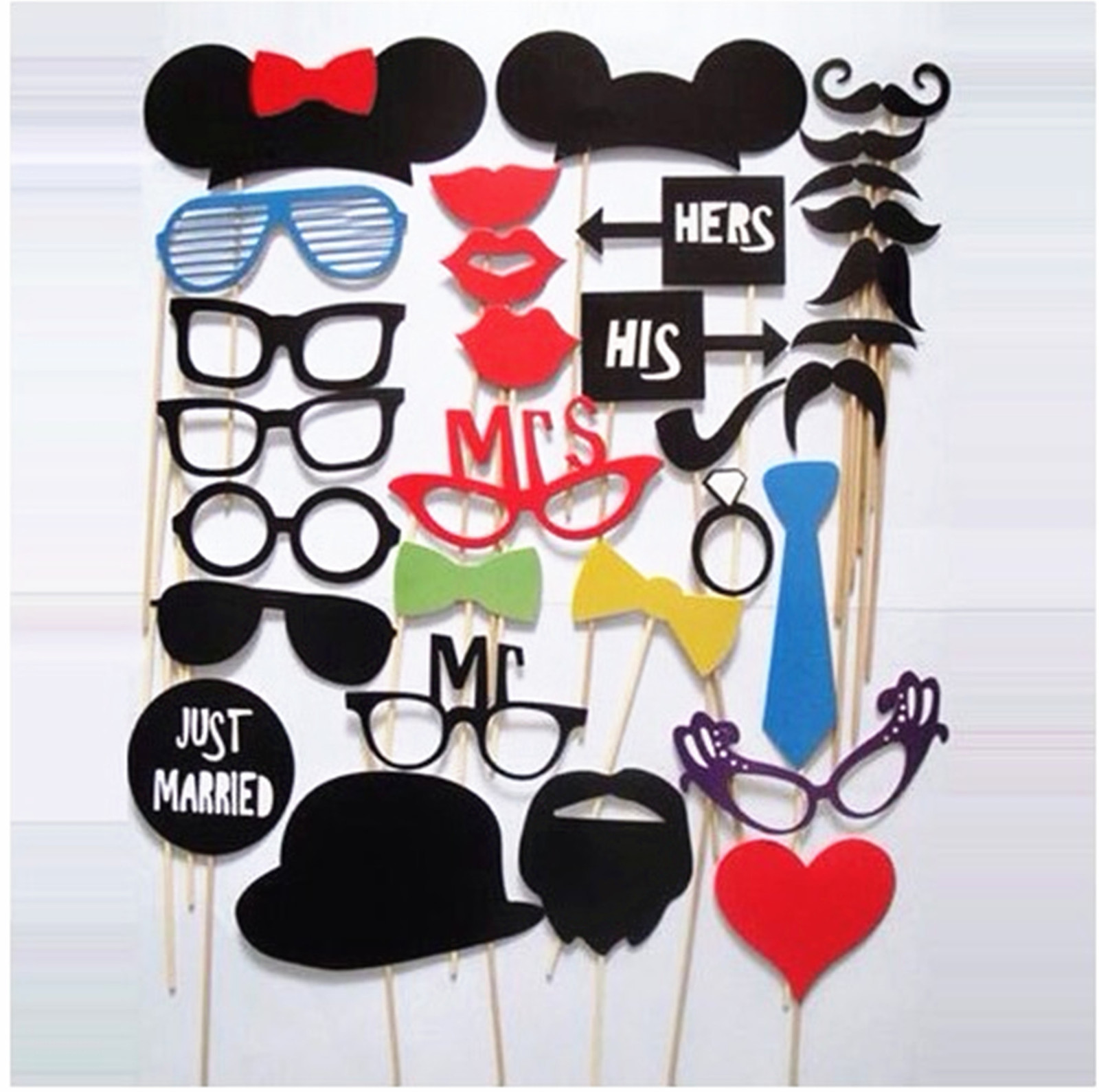31PC Booth hat beard eye glasses paper Party Wedding fun Game Photograph PROP
